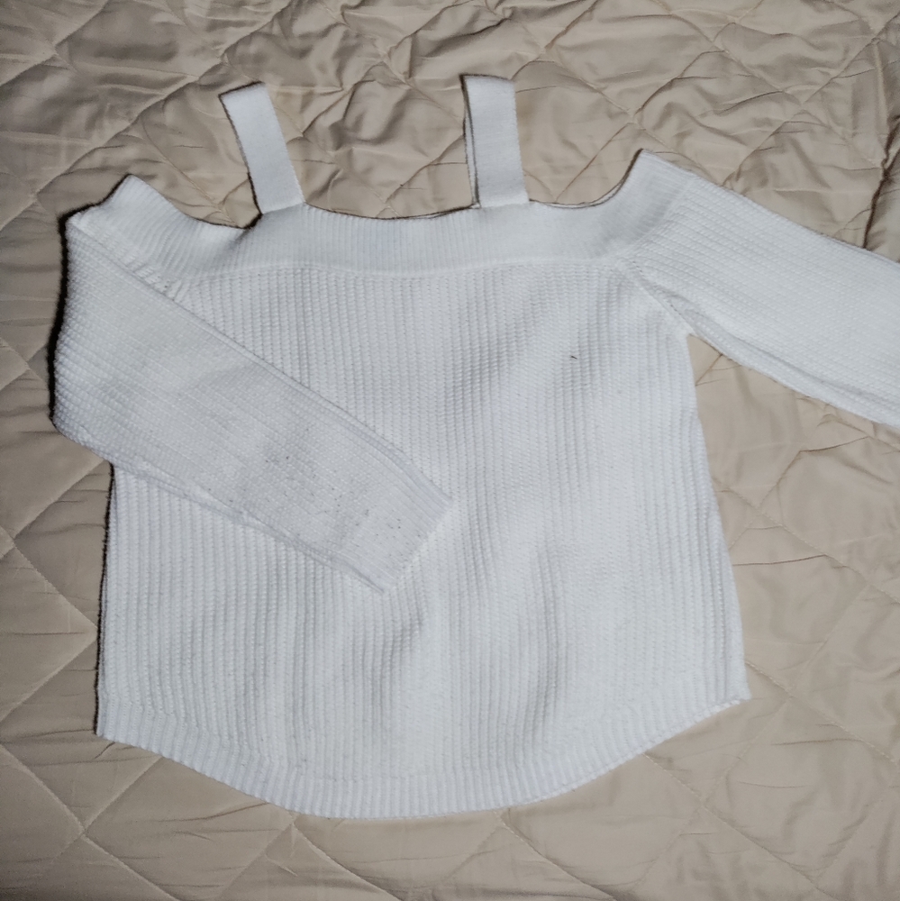 White Off the Shoulder Sweater